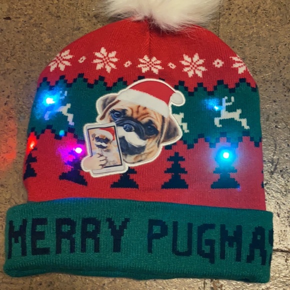 Merry Pug Mas Lighted Hat - Picture 1 of 8
